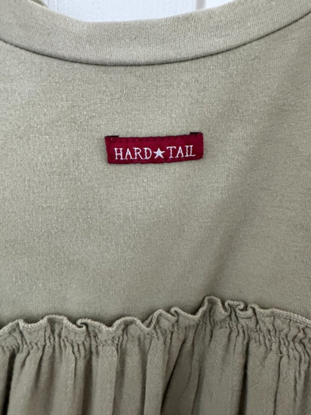HARDTAIL V-Neck Maxi Tiered Ruffled Dress Sundress, Olive Green, XS - Picture 6 of 7